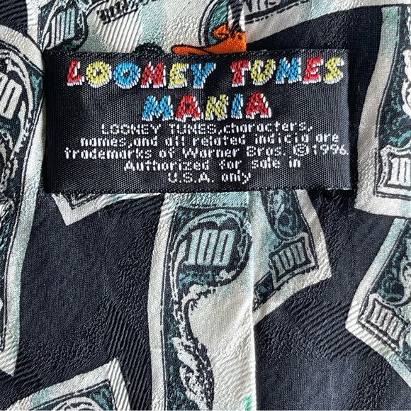 LOONEY TUNES Mania Neck Tie 100's Silk Money LOONEY FRIENDS 1996 - Picture 8 of 9